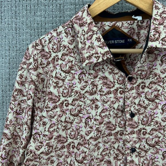 Silver Stone Shirt Mens 2XL Multicolor Floral Pattern Modern Fit Button Down Y2k - Picture 3 of 10
